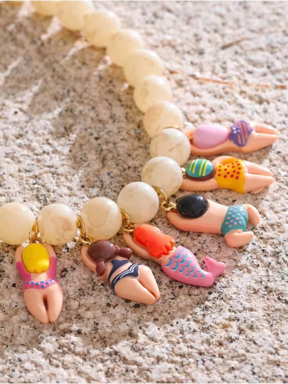 Beaded Necklace with Colorful Mermaid & Swimsuit Charms